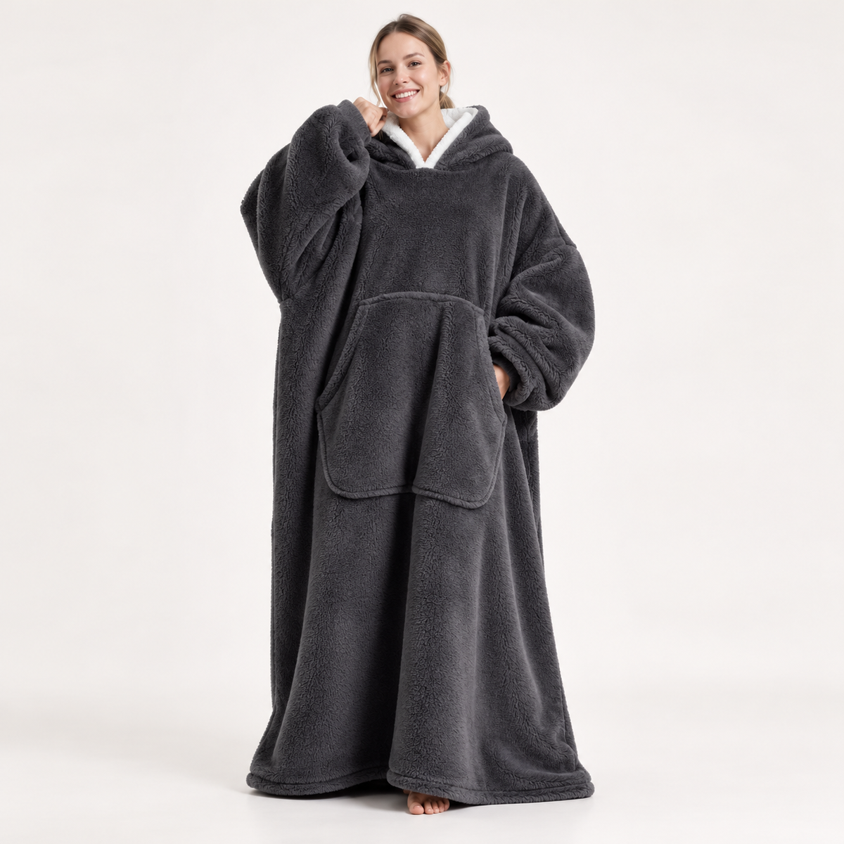 Couverture à capuche (sweat plaid)